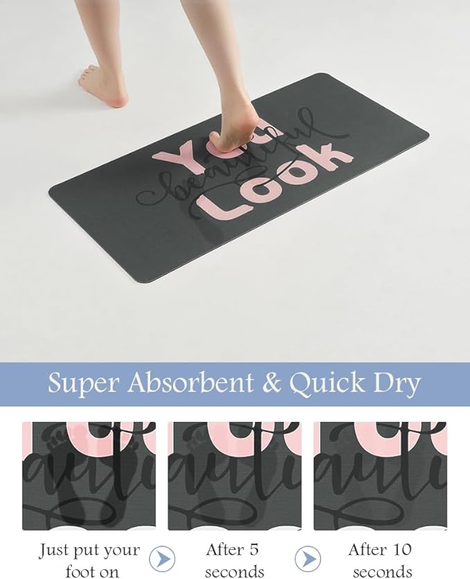 MontVoo-Bath Mat-Bathroom Mat Rug Non Slip Super Absorbent Stain Resistant Quick Dry Thin Bathroom Rug-Bath Mats for Bathroom Floor Bathtub Vanity-24 x35 Pink