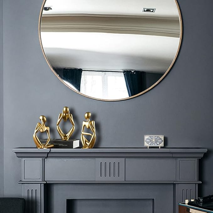 BOPART 3Pcs Gold Statues Decor for Home, Office or Living Room, Resin Thinker Figurines Sculptures Gold Accent for Bookshelf or Coffee Table Decoration