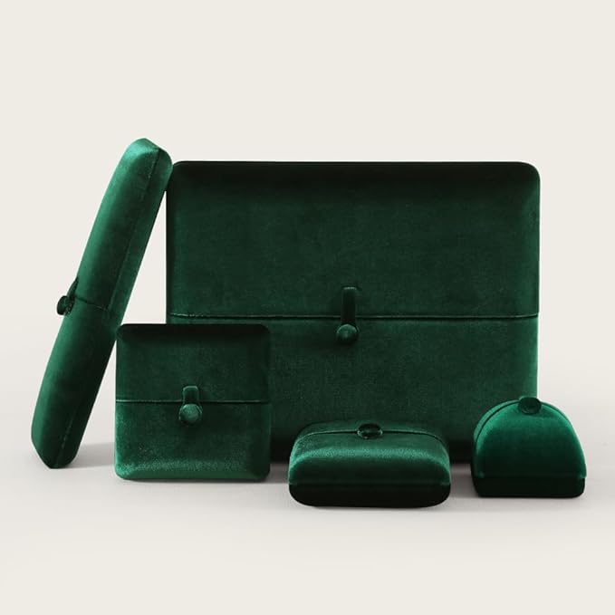 Necklace Jewelry Box，Velvet Earring Gift boxes Display，Valentine Necklaces Holder for Women，Men Earrings Storage Cases (Green)