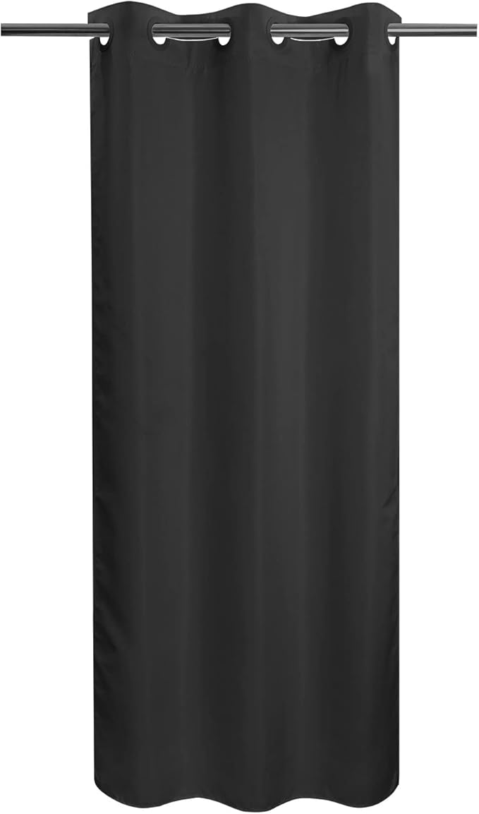 River Dream Stall Size No Hook Black Shower Curtain Soft Microfiber - 36" Wide Small Fabric Shower Curtain Set for Narrow Stall, Waterproof & Washable, Bottom Magnets, Black, 36x74