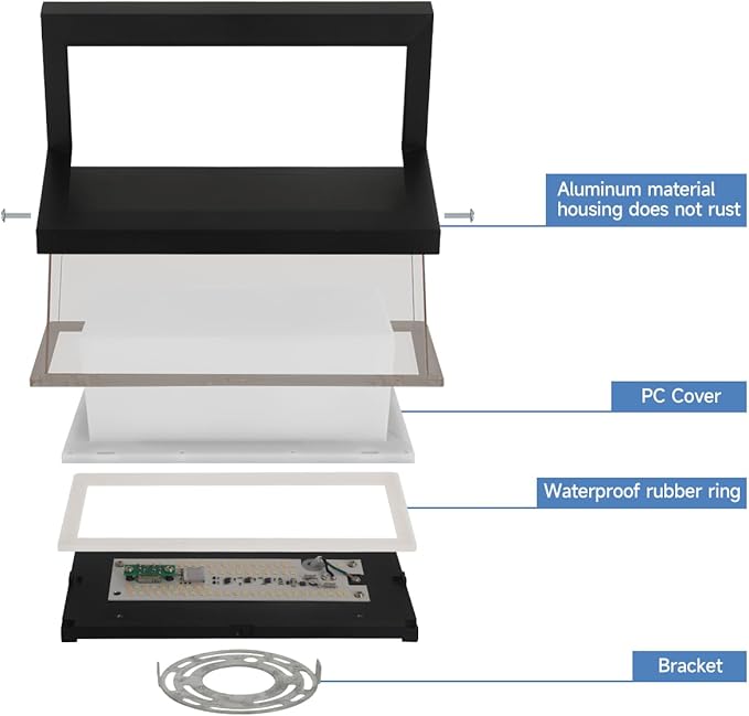 Outdoor Porch Light 24W Outdoor Wall Sconce Lights 3 Color 3000K/4000K/6500K Outdoor Light Fixture 2100LM IP65 Waterproof for House Garage Exterior Lighting fixtures Backyard Garden 1 Pack