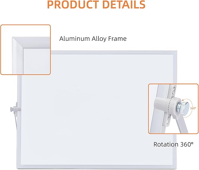 MXG 10" x 14" Double-Sided Portable Magnetic Dry Erase Whiteboard with Stand, 4 Markers, 4 Magnets & 1 Whiteboard Eraser - Ideal for Office, School, Home Memo & to-Do List