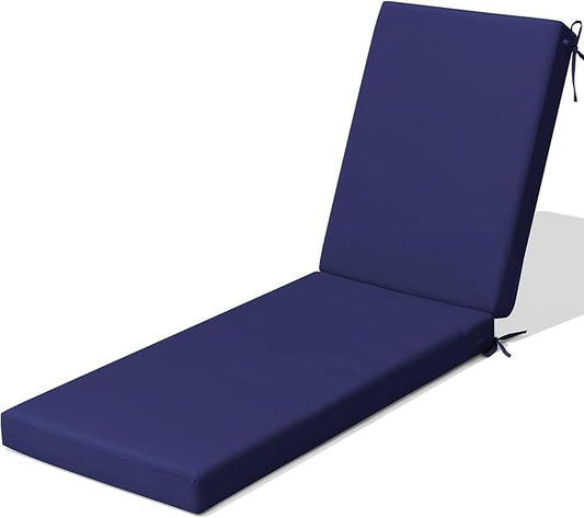 Crestlive Products Chaise Lounge Cushion Outdoor, 72x21 Inch, Waterproof & 3-Year Fade Resistant Lounge Chair Cushion for Outdoor Furniture, Patio Cushion for Pool, Lawn, Deck, Navy