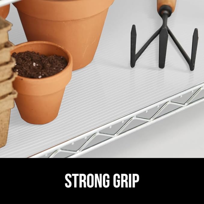 GORILLA GRIP DuraGuard Shelf Liner, Non-Adhesive Cabinet Liners for Kitchen Drawers, Shelves, Refrigerator, Pantry Storage, Bathroom Closet, Durable Waterproof BPA Free Ribbed Plastic, 20x10 White