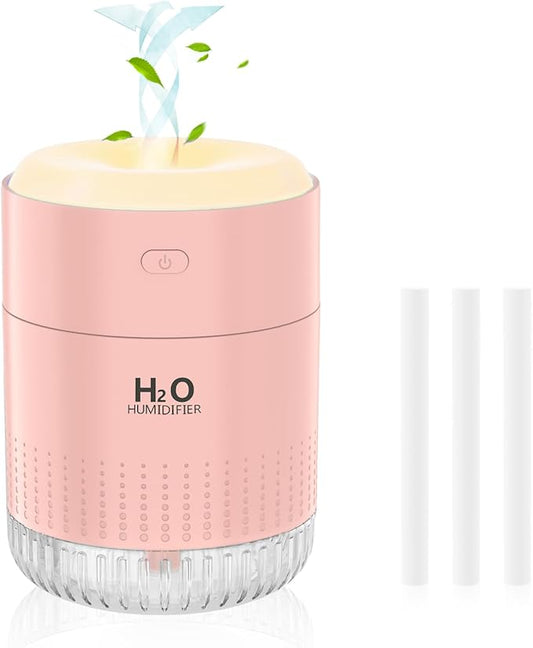 Portable Mini Humidifier, Auto Shut-Off, 2 Mist Modes, Quite, Small Humidifiers for Bedroom Travel Office Desk Plants (Pink)