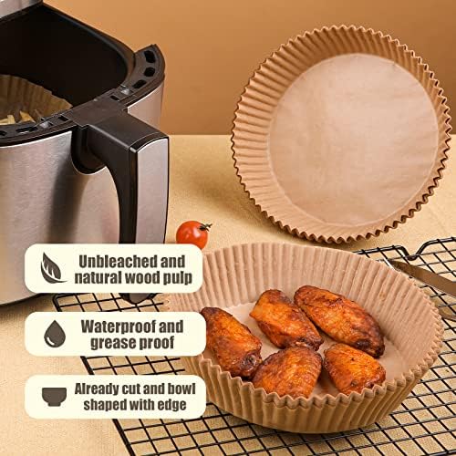 Disposable Paper Liner Round 250 Pcs for 4 to 8 Qt Air Fryer Baskets, Non-stick Oil-proof Parchment Liner Cooking Paper