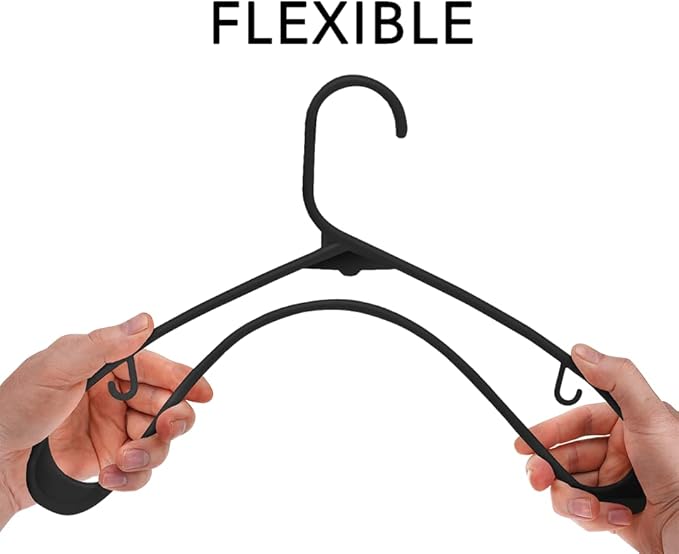 Sharpty Plastic Hangers Clothes Hangers for Clothing, Closet, Coats & Shirts - Durable, Thick, Tough & Space Saving - for Everyday Standard Use, Room Essentials & Basics - 20 Pack - Black