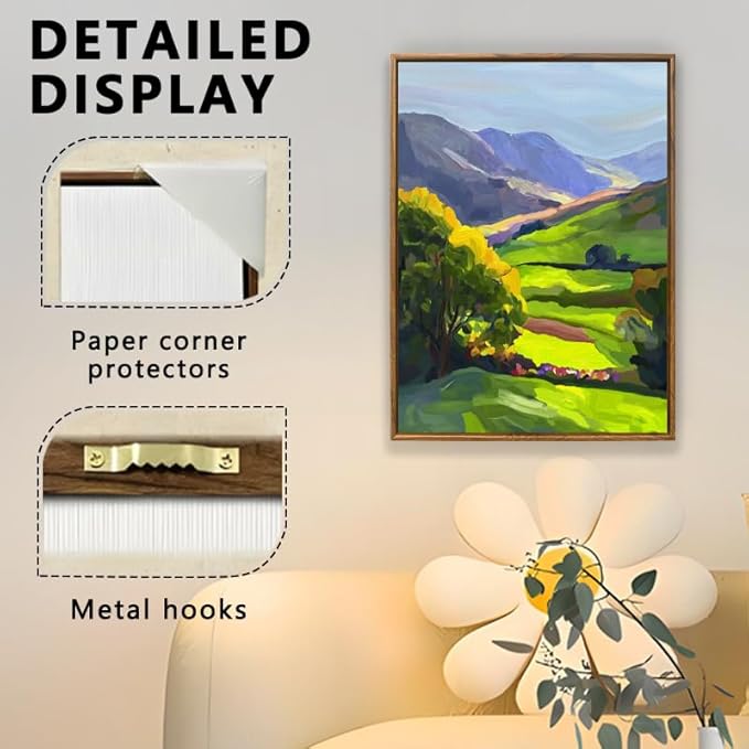 Evanthia Framed Canvas Wall Art Valley of Light Nature Wall Art Nature Wall Decor for Living Room, Bedroom, Office or Farmhouse Style Home 18x24inch（45x60cm）.