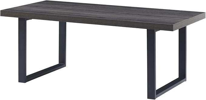 IBF Rustic Coffee Table, Wood and Metal Simple Industrial Modern Center Table, Minimalist Rectangle Wooden Farmhouse Cocktail Table for Living Room, Dark Gray Oak, 47 Inch