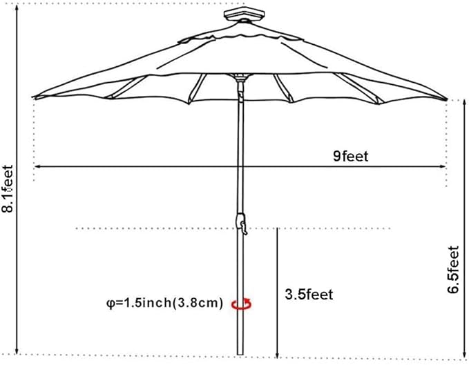 EliteShade USA 10-Year-Non-Fading Solar 9ft Market Umbrella with 80 LED Lights Patio Umbrellas Outdoor Table Umbrella with Ventilation, Royal Blue