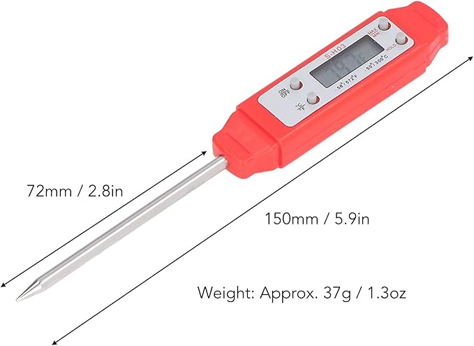 Digital Food Thermometer, Digital Food Thermometer Automatic Calibration Pen High Accuracy Electronic Pocket Thermometer Yellow for Home Use, Multifunctional Accessory (Red)