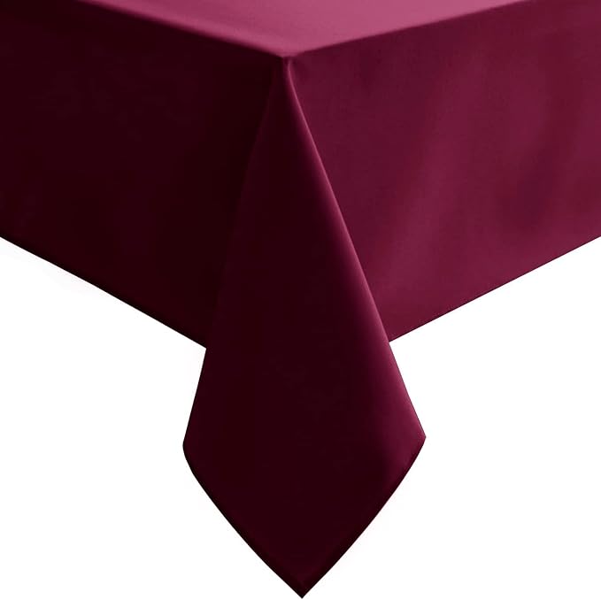 Hiasan Burgundy Tablecloth for Rectangle Tables - Waterproof Washable Polyester Fabric Table Cloth for Buffect Dining Birthday Party Wedding, 54 x 120 Inch