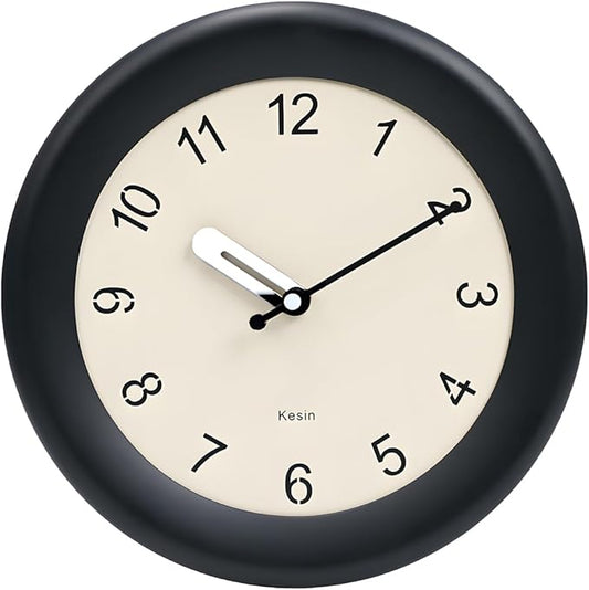 Kesin Wooden Wall Clock 12 Inch Silent Non Ticking Wall Clocks Battery Operated Simple Modern Small Analog Clocks Decorative for Kitchen, Living Room, Home,Bedroom, Office (Black)