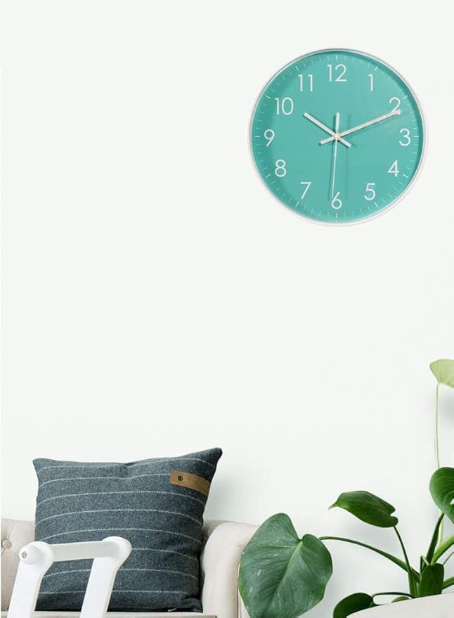 Indoor Silent Non-Ticking Quartz Modern Simple Wall Clock Digital Quiet Sweep Movement Office/Kitchen/School/Living Room Decor 10 Inch