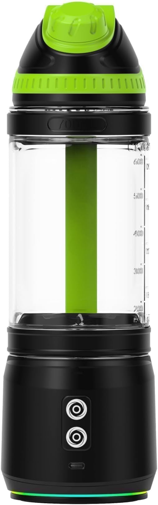 Portable Blender, Anti-Jamming 300 Watt for Shakes and Smoothies, 24oz Travel Blender USB Rechargeable, BPA Free Sporty bottle with a Travel Lid. (Black Base Grey Lid) (Black Base Green Lid)