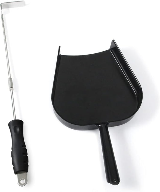 Ash Tool and Ash Pan fit Big Size Green Egg,Stainless Steel Grill Cleaning Tools Set for Big Green Color Egg Primo and Other Charcoal Kamado Stove