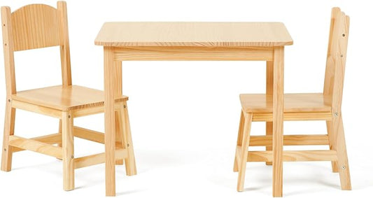 OOOK Solid Wooden Toddler Table and Chair Set, Stable and Sturdy, Easy to Clean Material, Kids Table and Chairs for Livingroom, Daycare, Classroom, Playroom