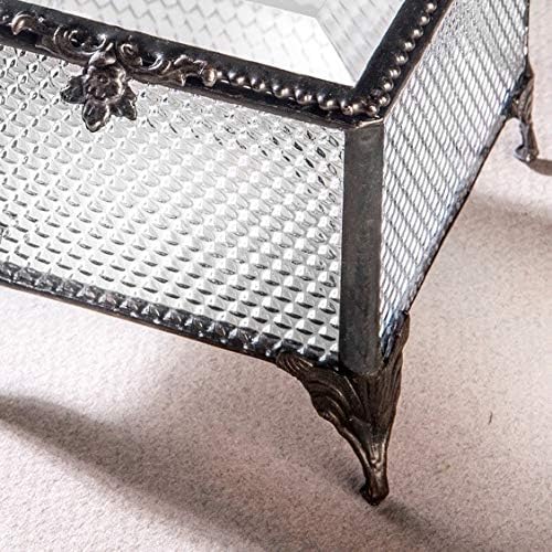 Personalized Engraved Jewelry Box Decorative Vanity Display Stained Glass Keepsake - J Devlin Box EB217-1 (Clear Honeycomb)