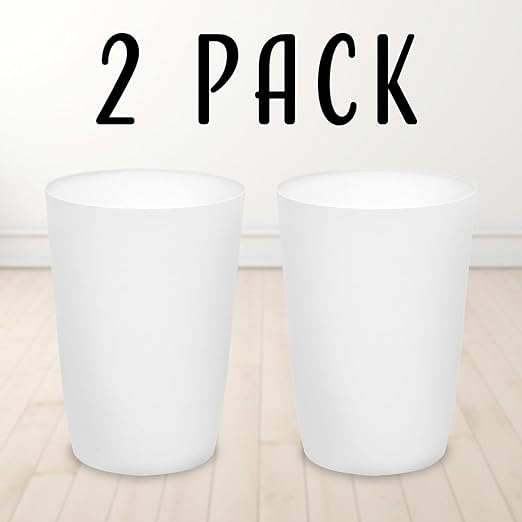 HOLDN’ STORAGE Small Trash Can - Set of 2 Open Top Waste Bin of 1.58 Gallon, Compact Waste Can Perfect for Bathroom, Kitchen, Office, Dorm - Durable Garbage Can - White