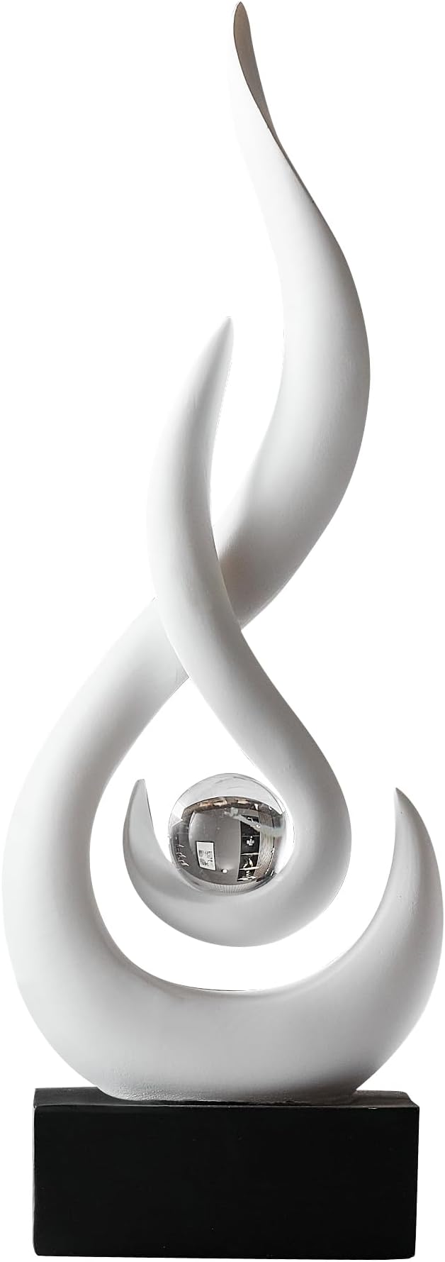 AWNR Abstract White Sculpture Decor: Flame Statue with Glass Ball Resin Art Figurines Unique Centerpiece Table Decorations Modern Home Decor Living Room TV Stand Coffee Table Office Decor