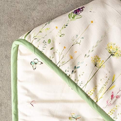 Maison d' Hermine Double Oven Mitts 100% Cotton 7"x35" Double Oven Mitt Heat Resistant BBQ Cooking Gloves with Loop, Baking, Grilling, Home, Kitchen, Handling Hot Pans Spring Summer (Botanical Fresh)