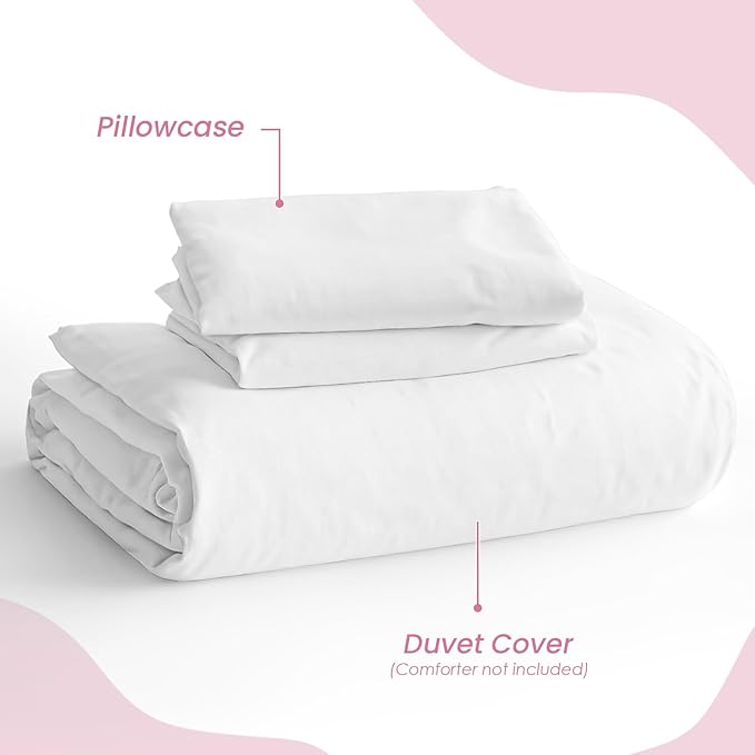 SANDJEST White Duvet Cover Sets Full Size for Kids Boys Girls, Incude 1 Polyester Comforter Cover 80x90 Inches and 2 Pillowcases 20x26 Inches, Comforter Not Included, Gift for Christmas Birthday