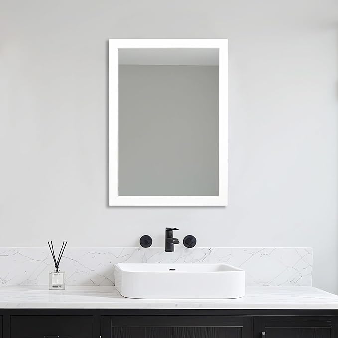 Ruomeng Rectangular Wall Mirror 20" x 28" for Bathroom, Bedroom, Entryway, Living Room, White
