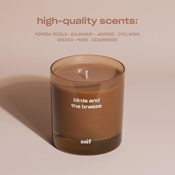 Birds and The Breeze Luxury Scented Candle by Snif, Light and Airy Scent, 50+ Hours, 100% Cotton Fiber Wicks, Soy Wax Blend, Non-Toxic, Vegan, 8.5 oz…