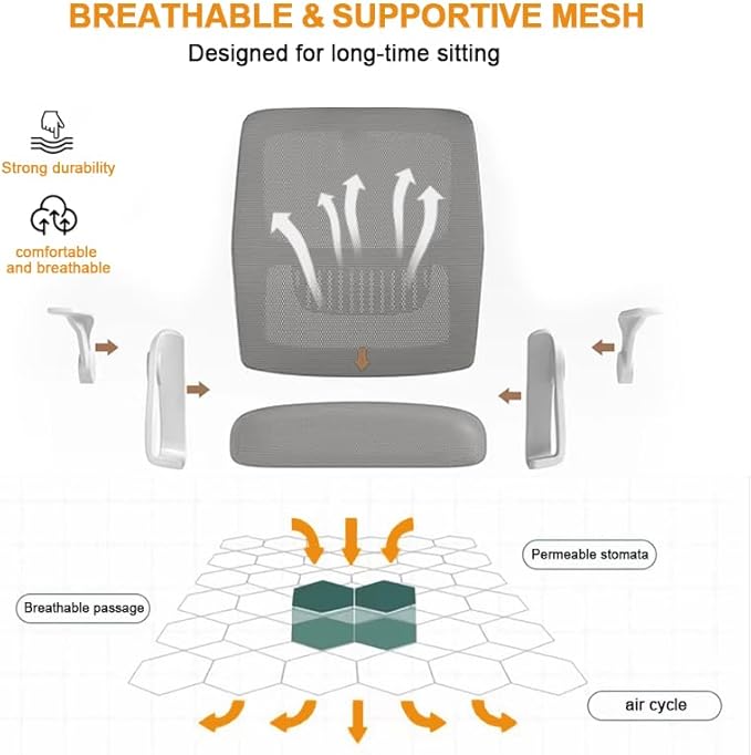 Home Office Chair Ergonomic Breathable Mesh Chair High Back with Adjustable Height Swivel with Flip-Up Arms and Lumbar Support