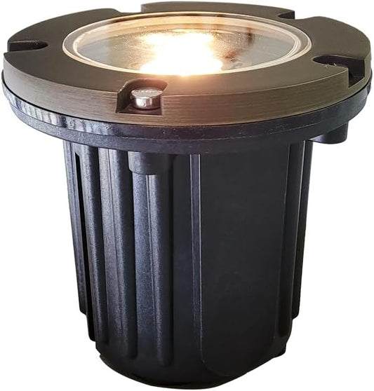 MALORY Brass Top Cover Landscape Well Lights,(4.6''H) 12V Low Voltage Outdoor In Ground Lights,Landscape Lighting for Pathway, Driveway and Garden 1-Pack Without Bulb (Flat Top)