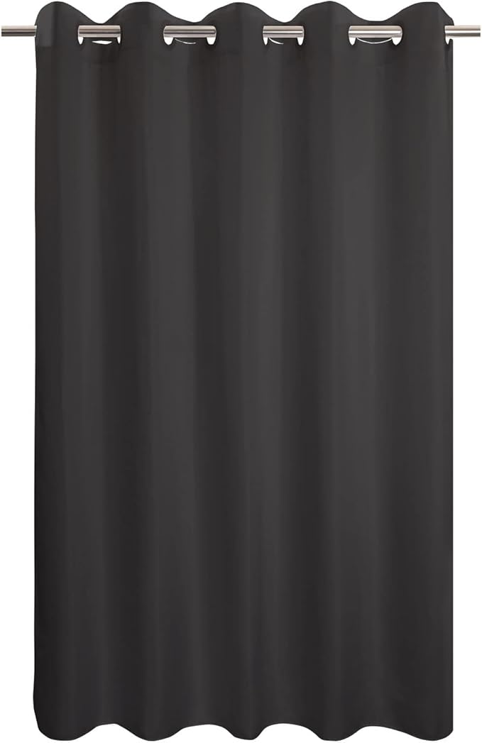 River Dream No Hook Hotel Cloth Black Shower Curtain Microfiber Waterproof - Soft Fabric Shower Curtain or Liner Washable, Black, 71x74