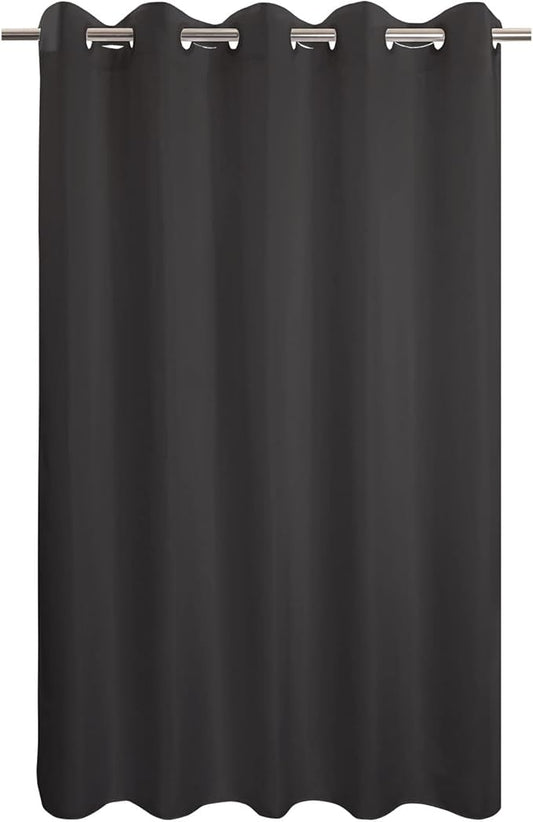 River Dream No Hook Hotel Cloth Black Shower Curtain Microfiber Waterproof - Soft Fabric Shower Curtain or Liner Washable, Black, 71x74