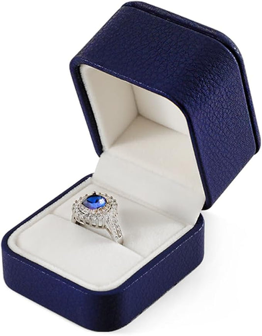 Leather Ring Display Box - Luxury Gift Box for Wedding, Anniversary & Premium Jewelry