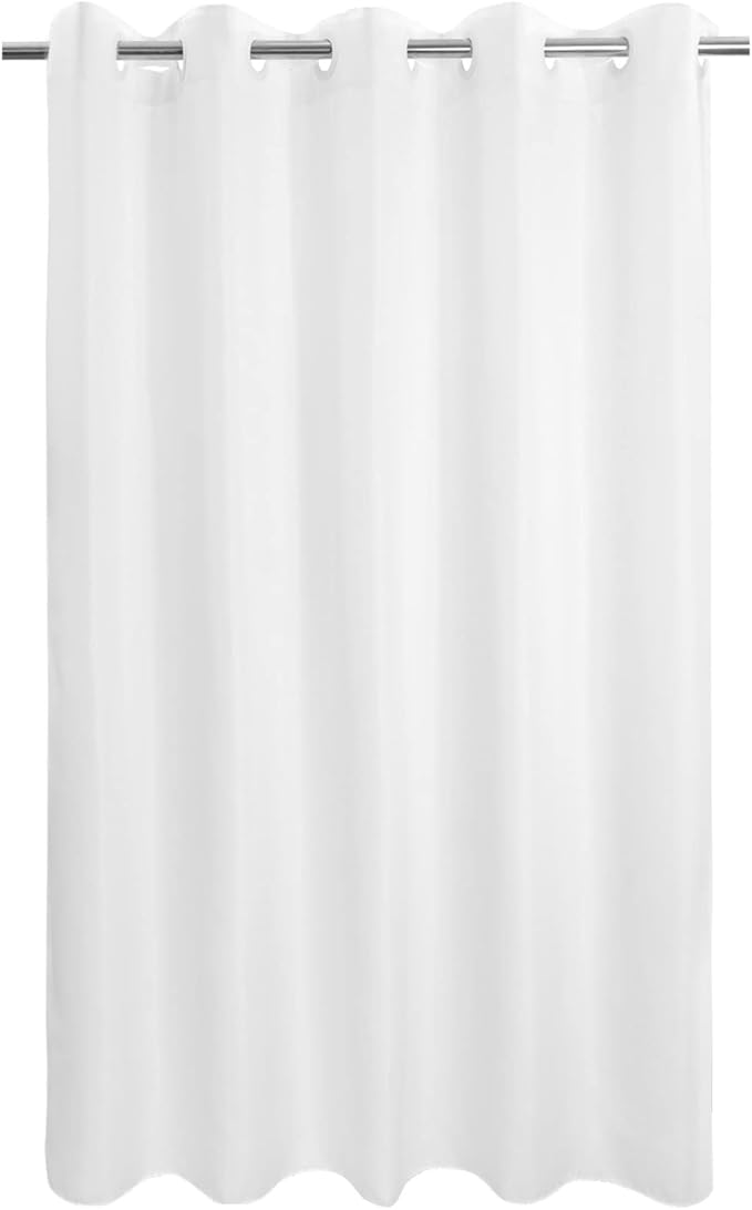 No Hook Long Shower Curtain or Liner Soft Microfiber - 75" Length Fabric Shower Curtain Liner Set, Machine Washable & Water Repellent, White, 71x77
