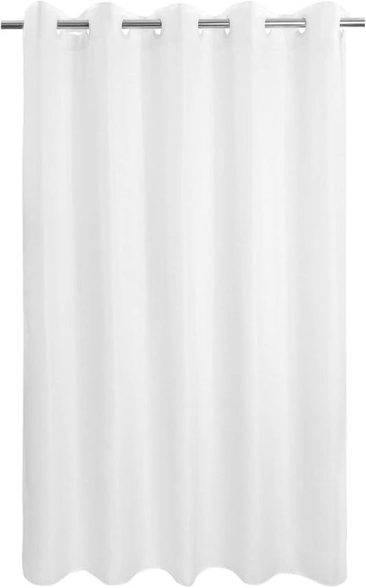 No Hook Long Shower Curtain or Liner Soft Microfiber - 75" Length Fabric Shower Curtain Liner Set, Machine Washable & Water Repellent, White, 71x77