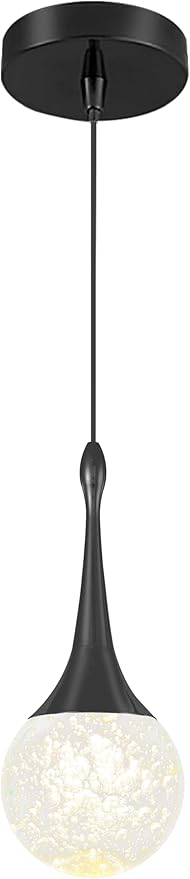 Flashing God Black 1 Light Crystal Pendant Lighting K9 Crystal Globe Pendant Chandeliers Crystal Bubble Chandeliers Kitchen Island Pendant Lighting Dimming LED 2700k 4500k 6000k