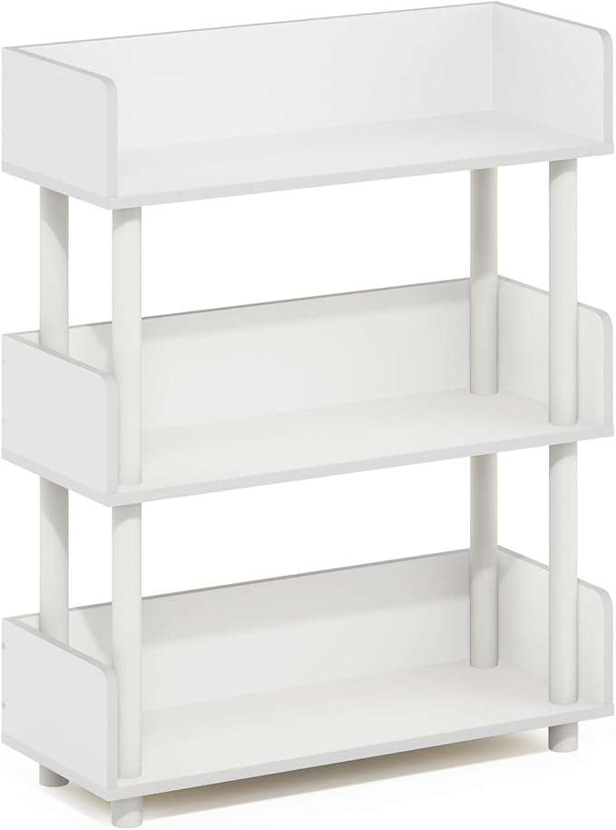 Furinno Turn-N-Tube 3-Tier Freestanding Multipurposes Display Rack, Bookshelf, White/White
