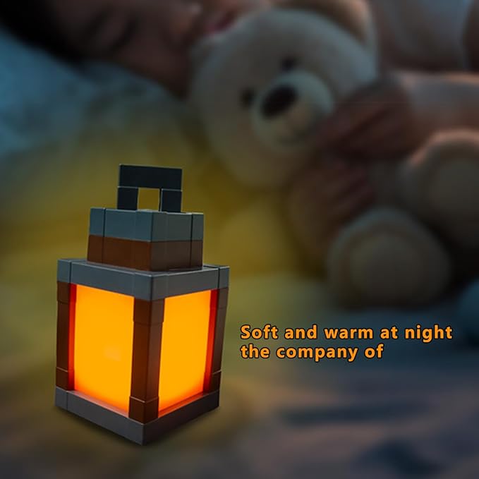Pixelated Lantern Night Light - Rechargeable 16-Color LED Mood Light w/Remote & Touch Control, Portable Wall/Table Lamp for Bedroom Decor, Kids Room, Camping & Gifts