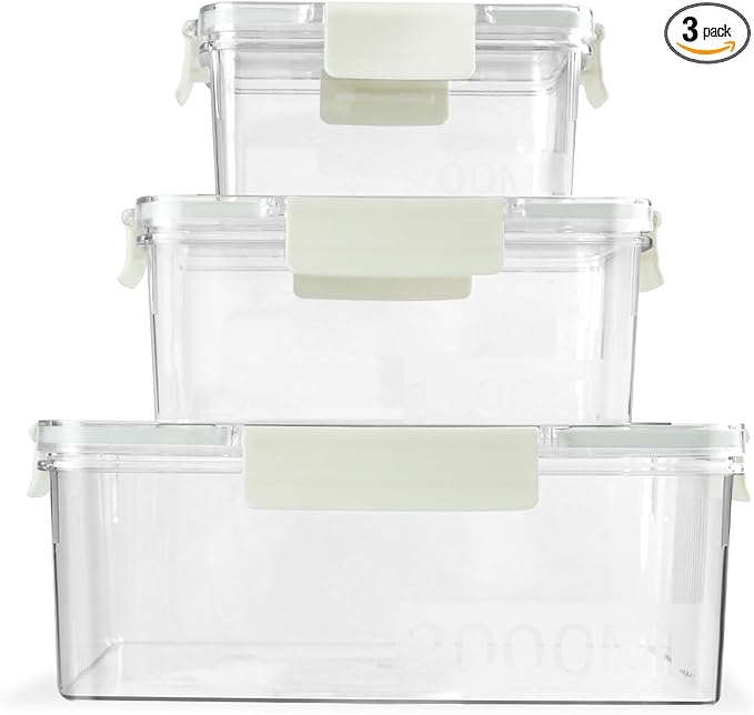 Eclirgan Food Storage Containers,Plastic Food Containers with Lock/Lids,Nesting Freezer Storage Set with Airtight/BPA Free for Pantry/Kitchen/Meal-prep(2/4/8.4 Cup)