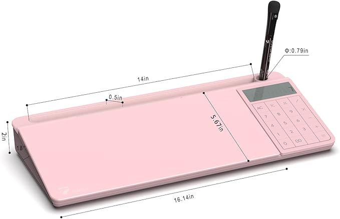 TOWON Desk Dry Erase Board with Detachable Calculator, Small Glass Desktop Whiteboard, Desktop whiteboard - Glass Dry Erase White Board- Desk Computer Buddy for Home Office Supply, Pink, 17 x 6 in