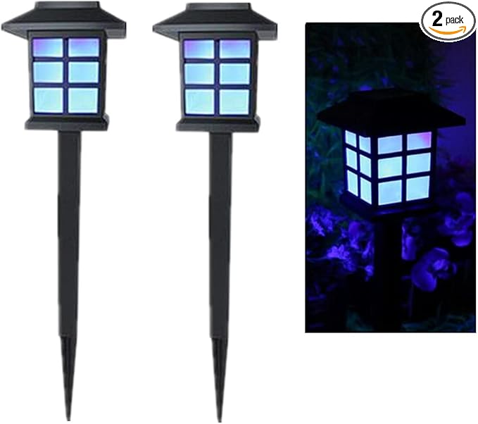 Outdoor Solar Pathway Lights Waterproof 2-Packs Outside LED Decorative Lights Landscape Lighting for Yard Patio Driveway Garden (Blue)