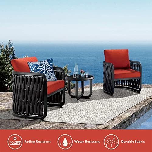 JMGBird Outdoor Cushion Tufted Pillow, Deep Seat Outdoor Chair Cushion 22"x22" Patio Cushions for Outdoor Furniture, Red