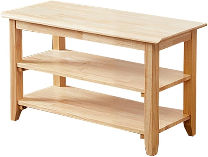 XKZG Storage Bench Wooden Shoe Rack Bench Simple Style Wood Entryway Bench (Natural,23.6")