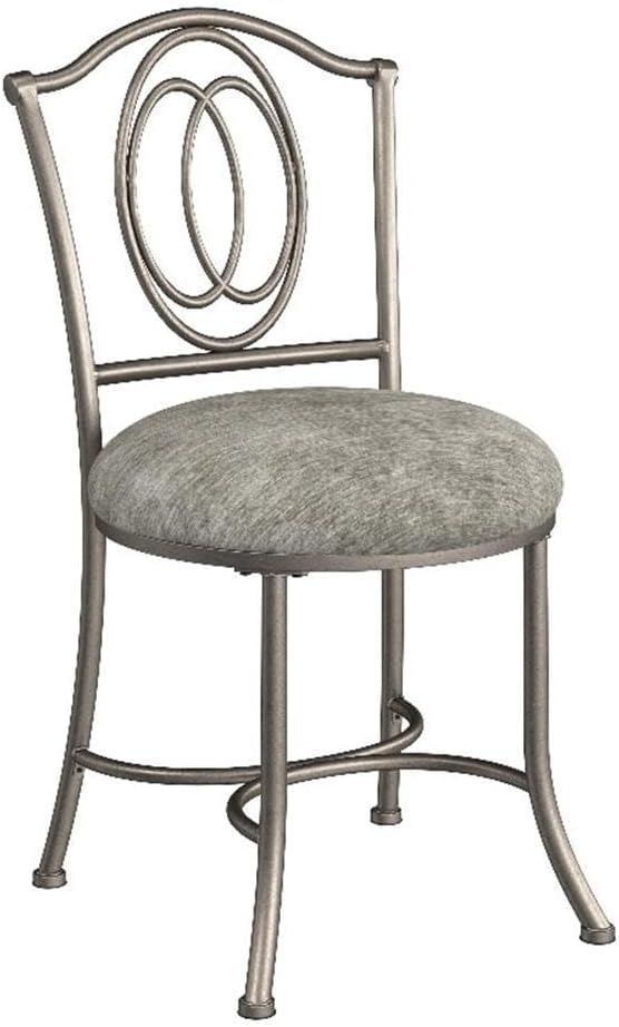 Hillsdale Emerson Metal Vanity Stool, Silver, 51053A