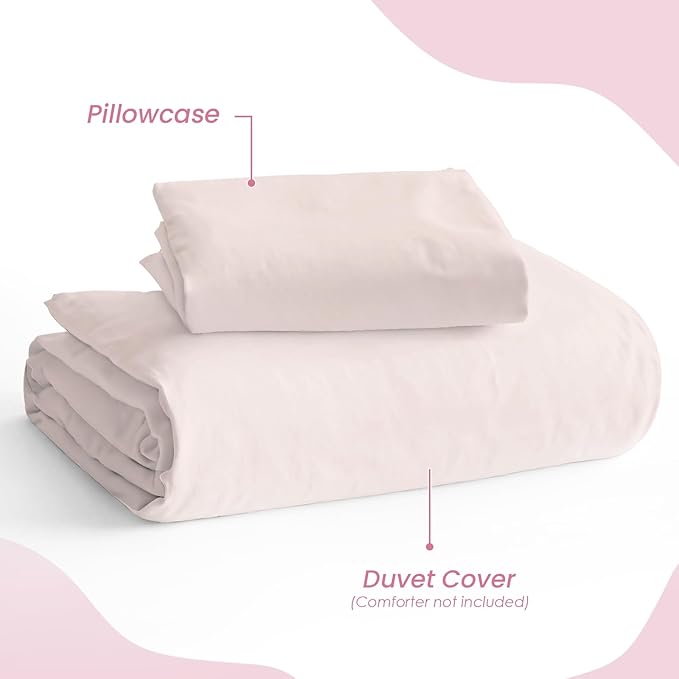 SANDJEST Beige Duvet Cover Sets Twin Size for Kids Boys Girls, Include 1 Polyester Comforter Cover 68x86 Inches and 1 Pillowcase 20x26 Inches, Comforter Not Included, Gift for Christmas Birthday