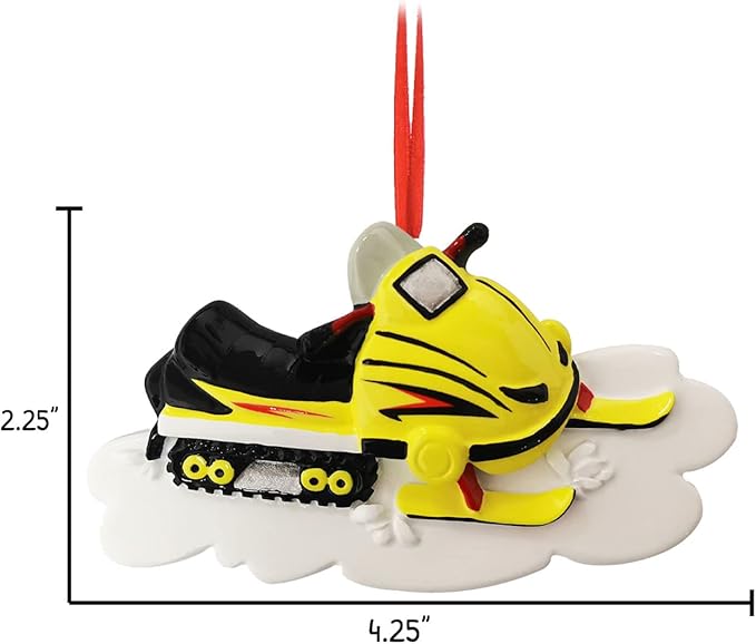 Personalized Snowmobile Ornament 2025 - Yellow Snowmobile Gifts Sled Ornaments for Christmas Tree Ski Ornament Snowboarding Christmas Snowboarder Snow for Ornaments by Elves