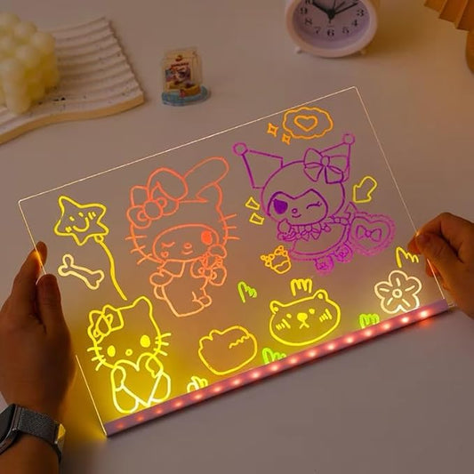 LED Note Board with 7 Colors, Light Up Dry Erase Board with Stand, 11.8"x15.7" Led Drawing Board for Kids, Writing Board with Soft Cloth, USB Cable, Holiday Trend Gift
