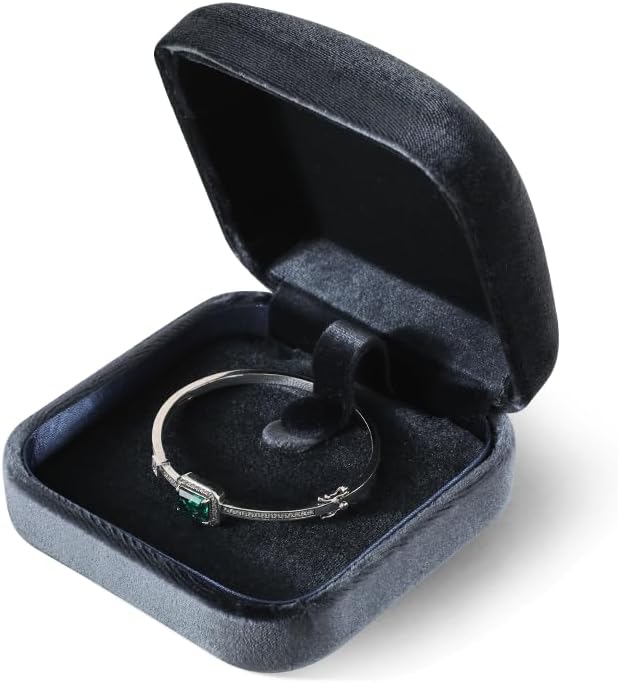 Resilient Velvet Ring Earrings Bracelet Necklace Display Box, Travel Mini Jewelry Organizer Case (Gray, Bracelet Box)
