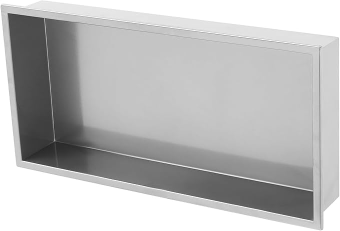 Stainless Steel Shower Niche, 12x24 Inch Recessed Shower Shelf, Wall Seamless Design with Angled Edges for Modern Bathroom Storage