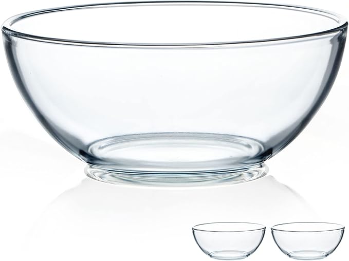NUTRIUPS 8 Inch Tempered Glass Bowls 2 Pack, 50oz Pho Bowls, Clear Glass Soup Bowls for Kitchen Microwave and Oven Safe